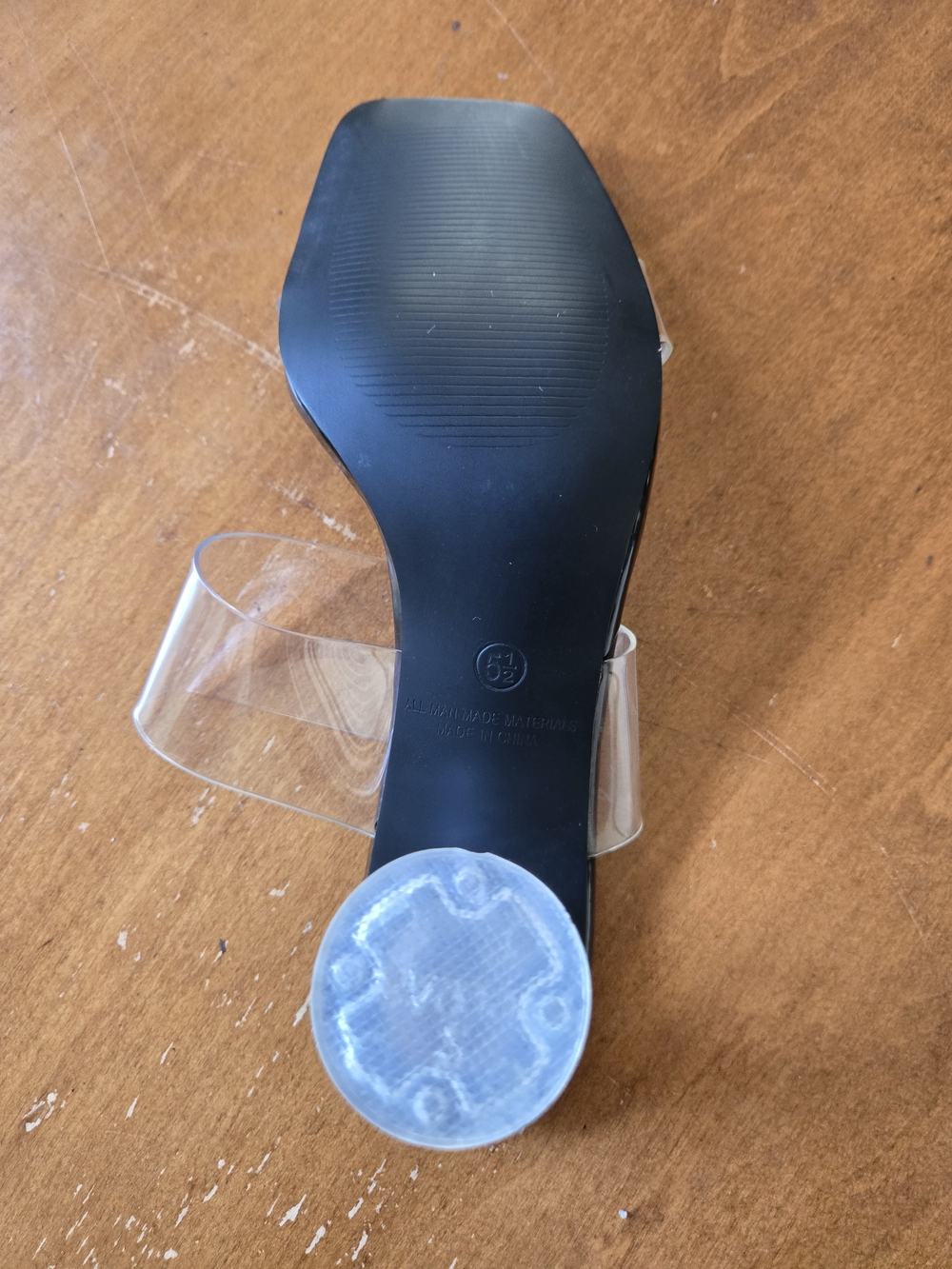 Liliana Black Slide Sandals with Clear Straps - Picture 2 of 2